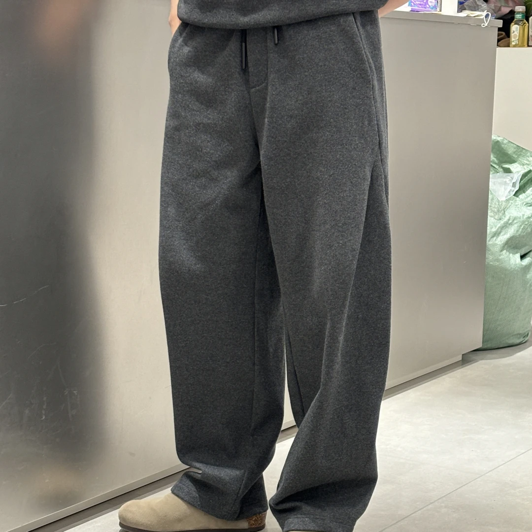 男士冬季加绒加厚直筒阔腿结构款抽绳休闲百搭卫裤285