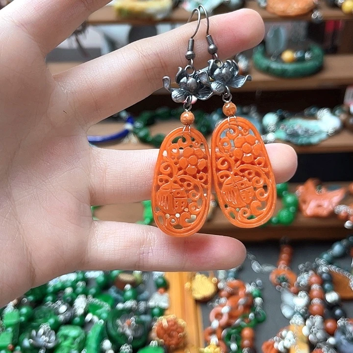 翡翠未镶嵌耳饰饰品