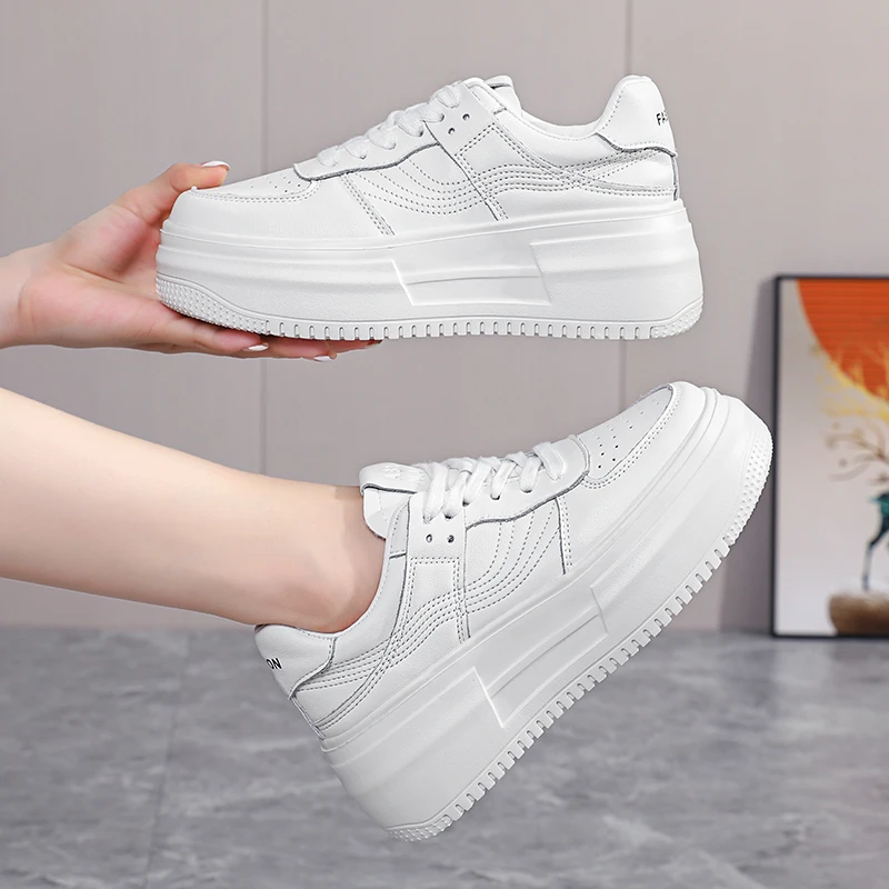 阿比让牛皮潮流厚底ins舒适轻便透气软底增高厚底小白鞋厚底