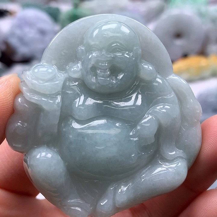 翡翠未镶嵌颈饰逍遥佛福利卡厚10+