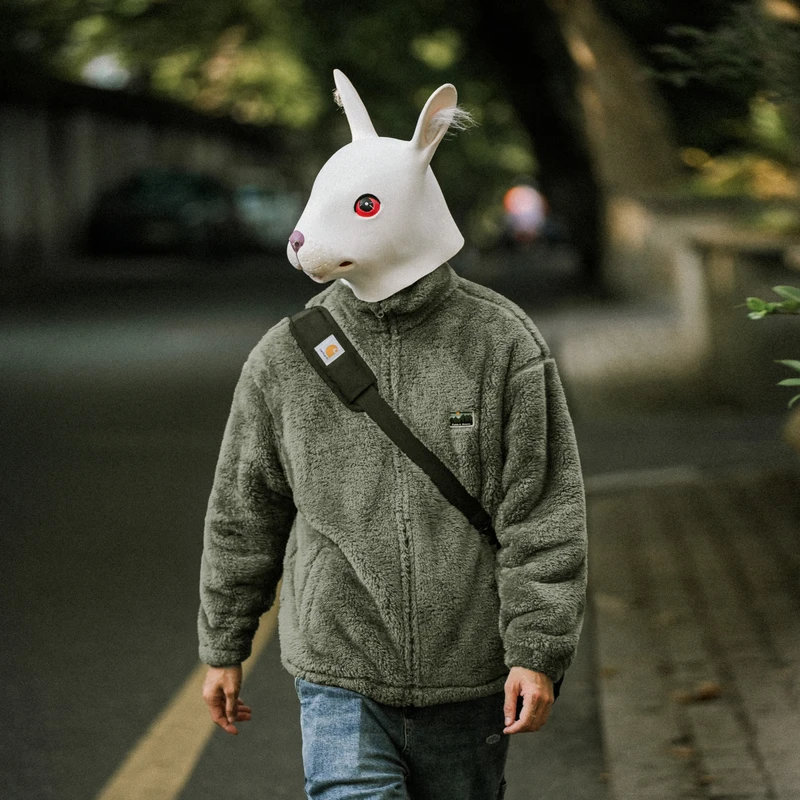 秋冬季日系复古山系贴标双面北极绒立领棉服男休闲加厚外套