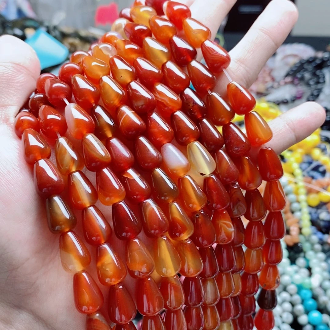 玛瑙/玉髓未镶嵌珠宝半成品一条天然14X10mm红玛瑙水滴