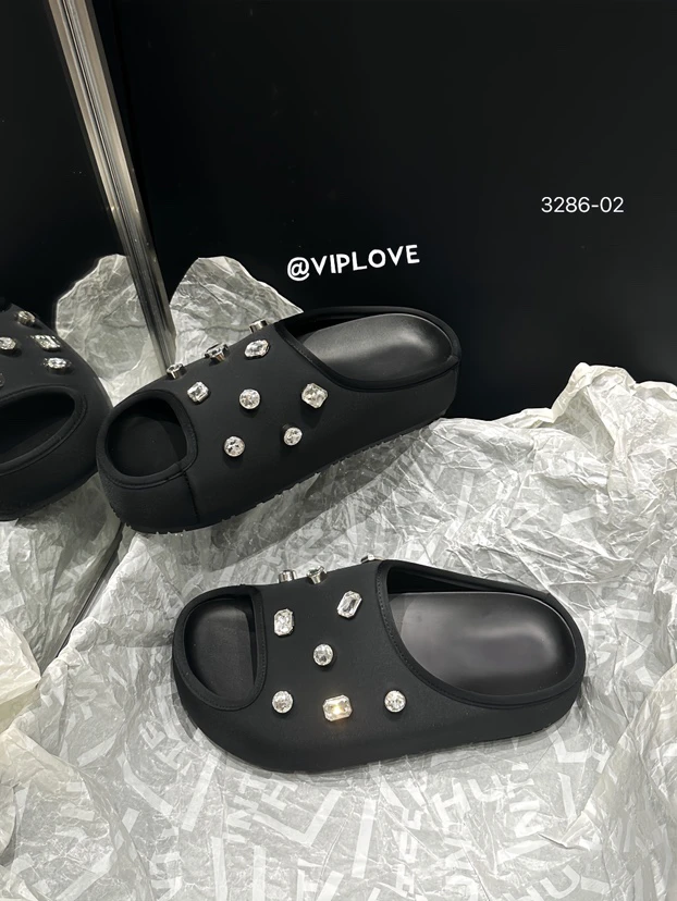 【海南简爱】夏季休闲水钻日常厚底一字拖凉鞋时尚 3286-02