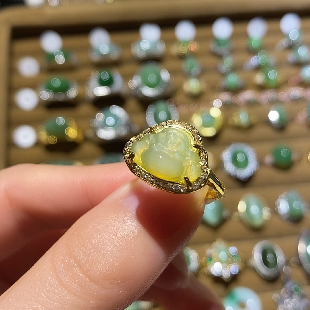 和田玉银S925镶嵌戒指