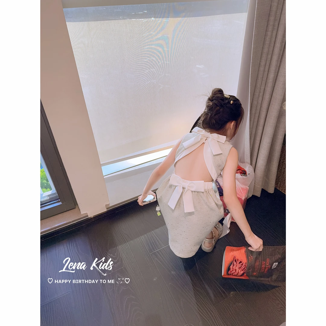 Lenakids【现货】【优雅赫本风·高级感气质闪闪女宝连衣裙】25061303