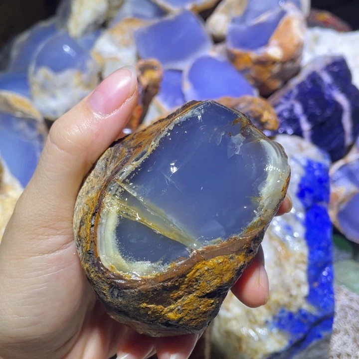 摆件玛瑙/玉髓未镶嵌蓝玉髓