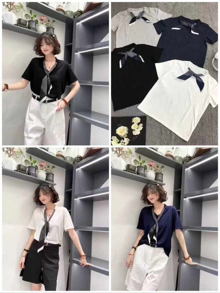 圆领T恤设计感短袖白色透气宽松型V领修身直筒型韩版