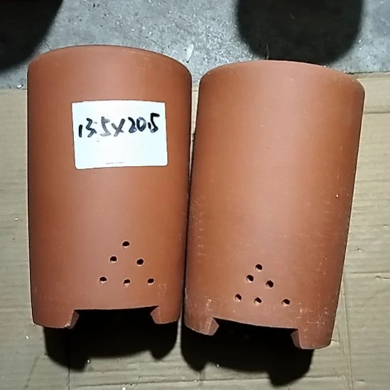 紫砂红泥大笔筒两个