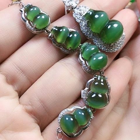 和田玉银S925镶嵌挂件