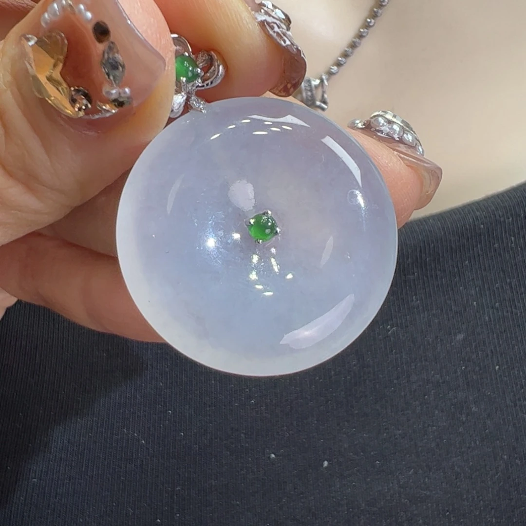 翡翠吊坠(不含链)18K金镶嵌