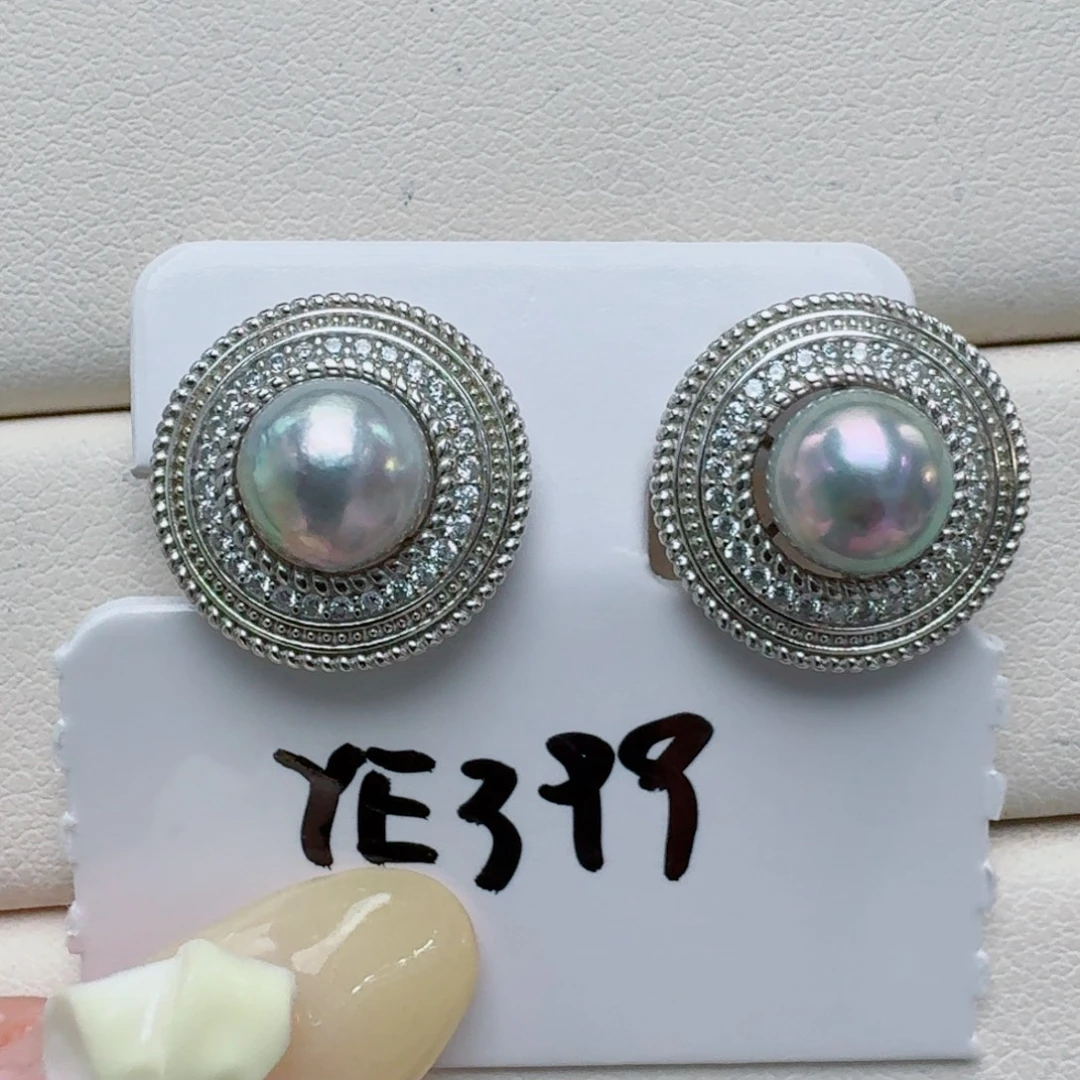 海水珍珠耳饰银S925镶嵌@@ye399