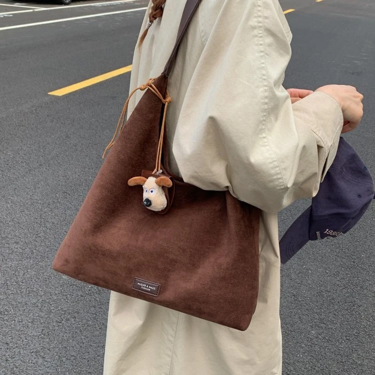 25年秋冬新款美拉德色系单肩包爆款麂皮高级时尚韩系松弛感少女