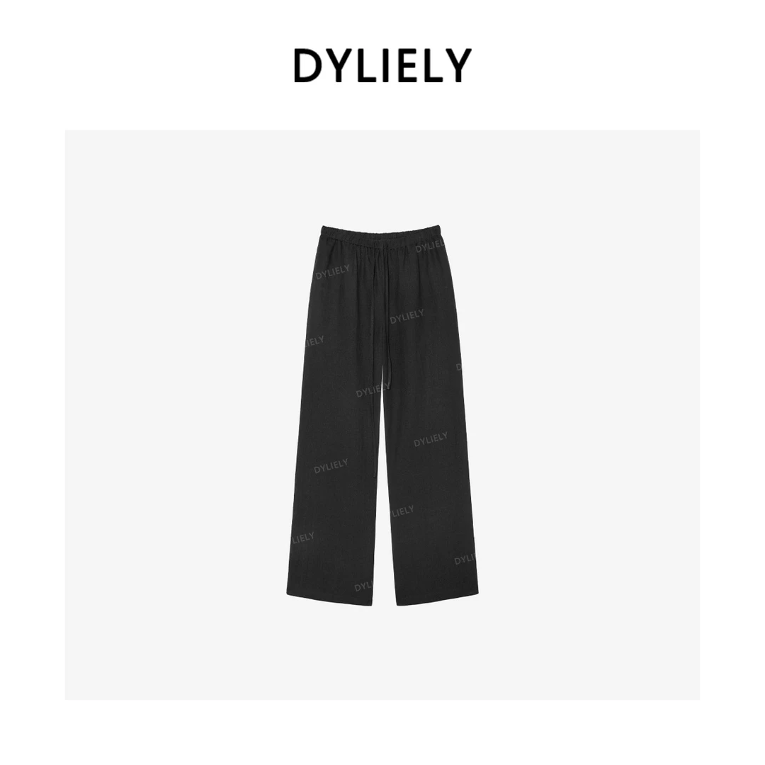 DYLIELY【纸片裤】新款设计定制100亚麻显瘦高腰休闲裤K25252