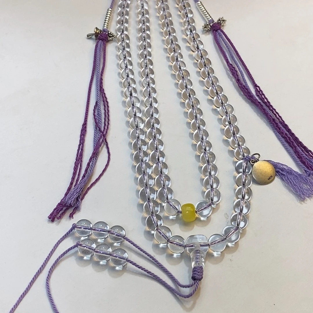 水晶手链未镶嵌原创设计108紫色