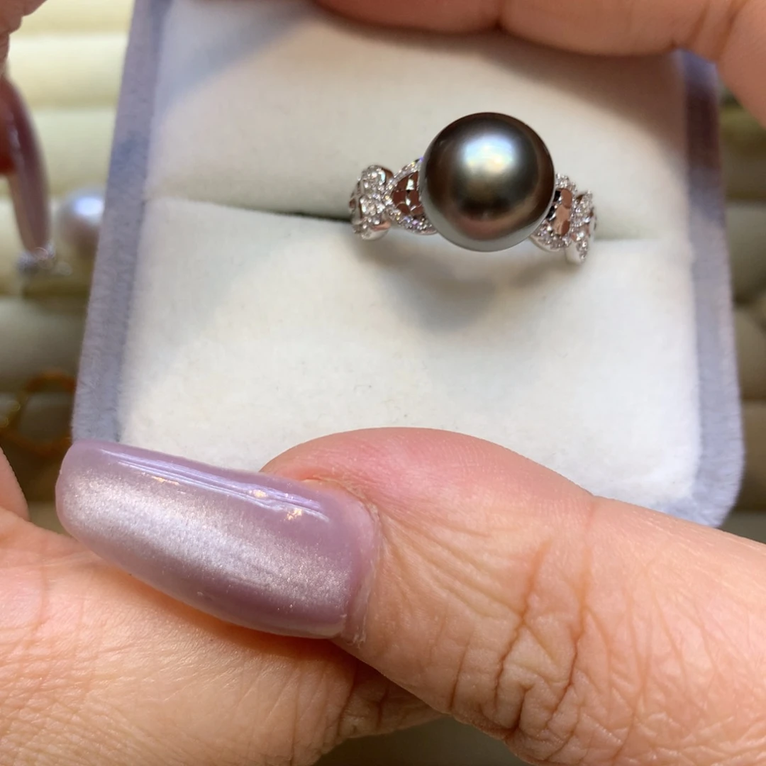 银S925镶嵌戒指海水珍珠