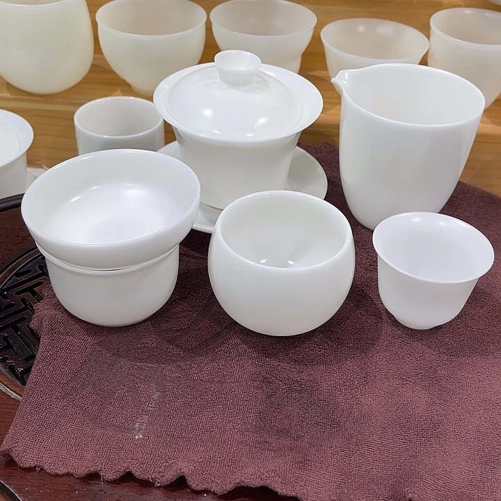 高冰素烧盖碗150套装十一件