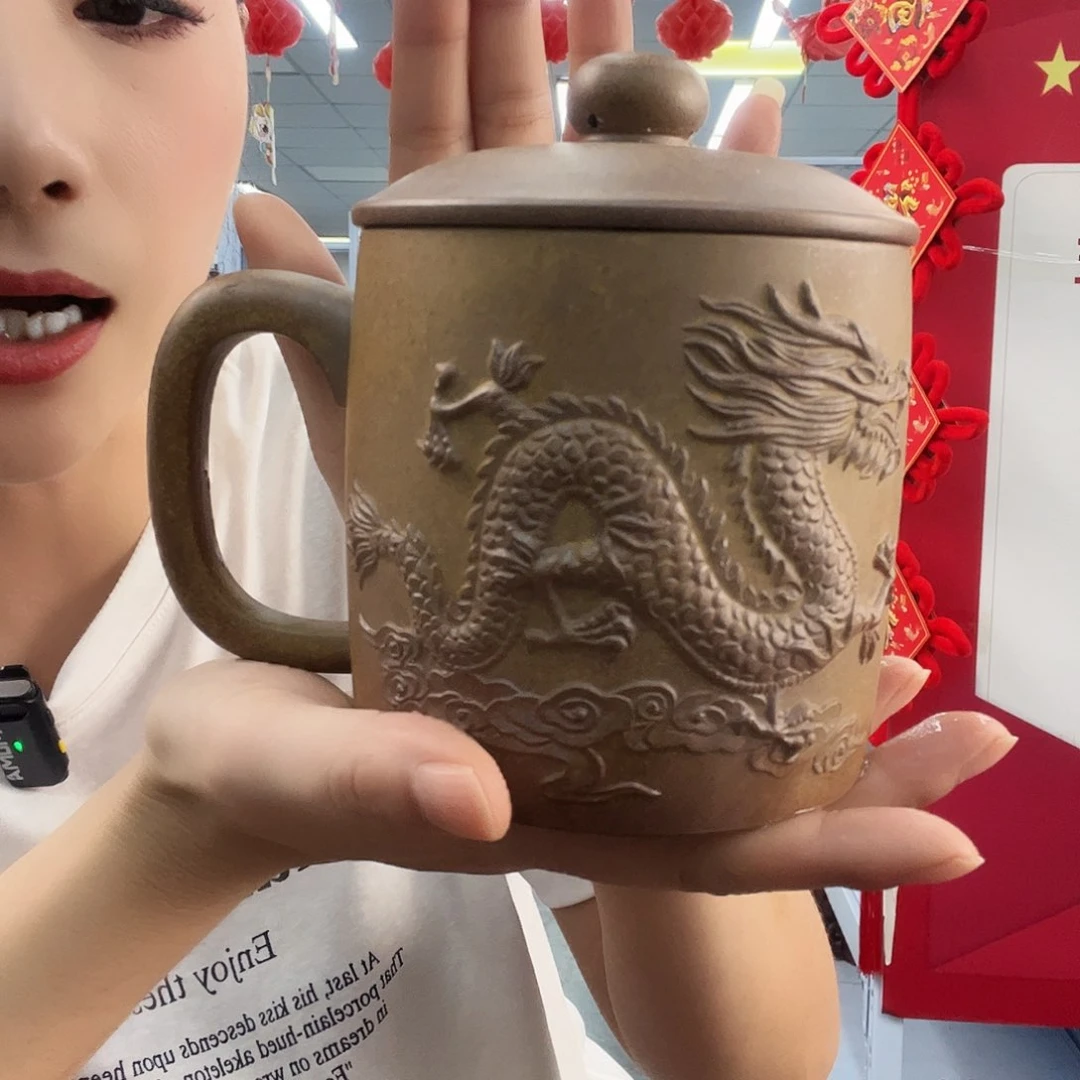 宜兴原矿全手工紫砂盖杯