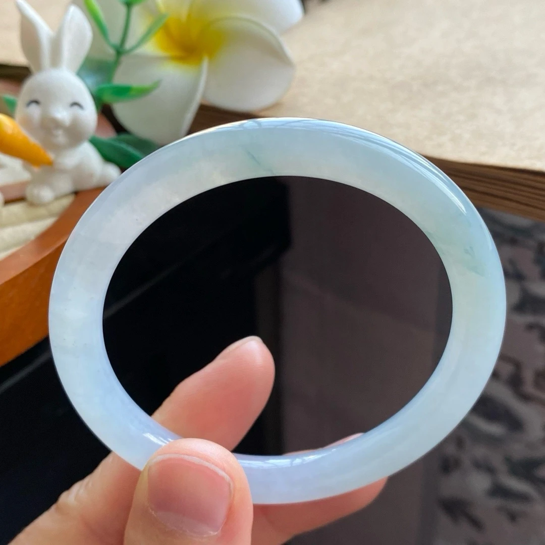 04.06批2743号54.1-7.5-7.6！圆条！浅色果冻镯！天然翡翠