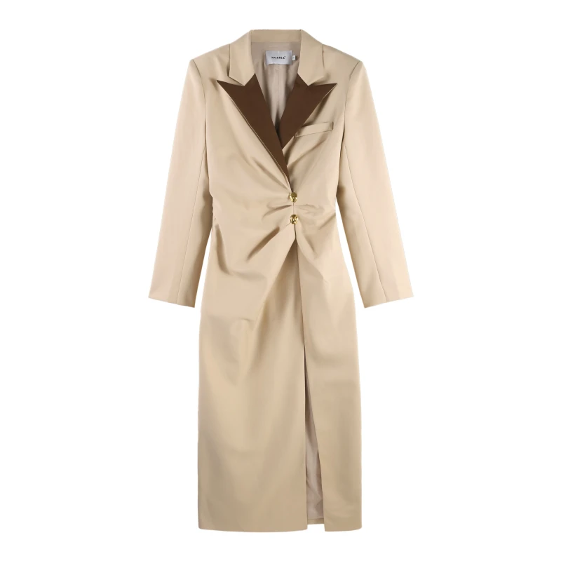 2025新款显瘦收腰连衣裙女高级感西装连衣裙开叉长裙HBZC621166