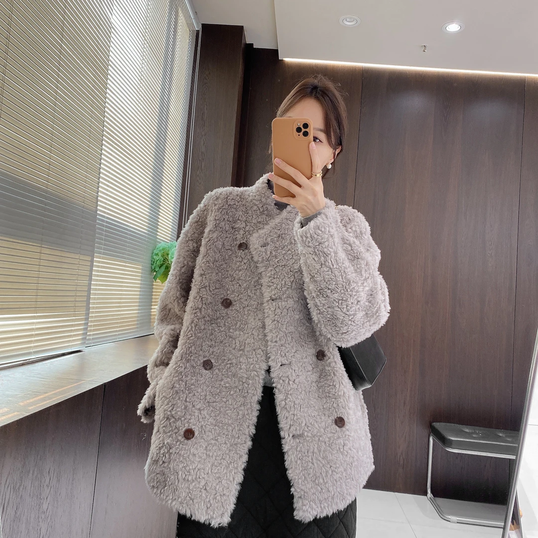 IMFLY金小金自制女装 绵羊毛外套DYW10205冬季中长款气质外套