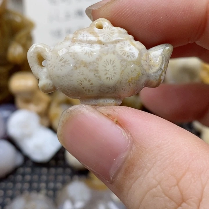 颈饰未镶嵌硅化珊瑚（珊瑚玉）小