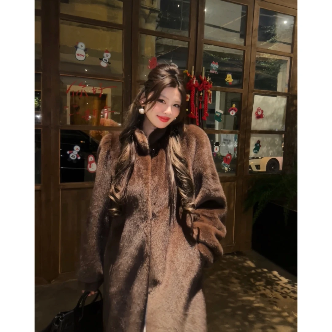 【古早千金】【正肩袖无垫肩】毛尖渐变环保毛毛外套女