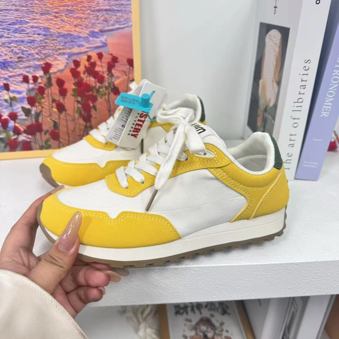 2408黄色舒适糖果女鞋网面透气时尚运动休闲鞋女学生防滑百搭网鞋