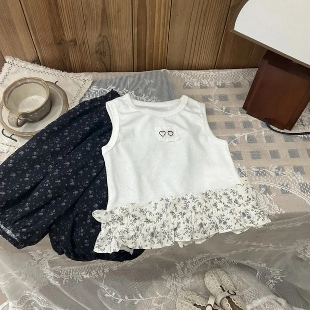 【Bao Bao】夏款女童纯棉碎花花边背心8637