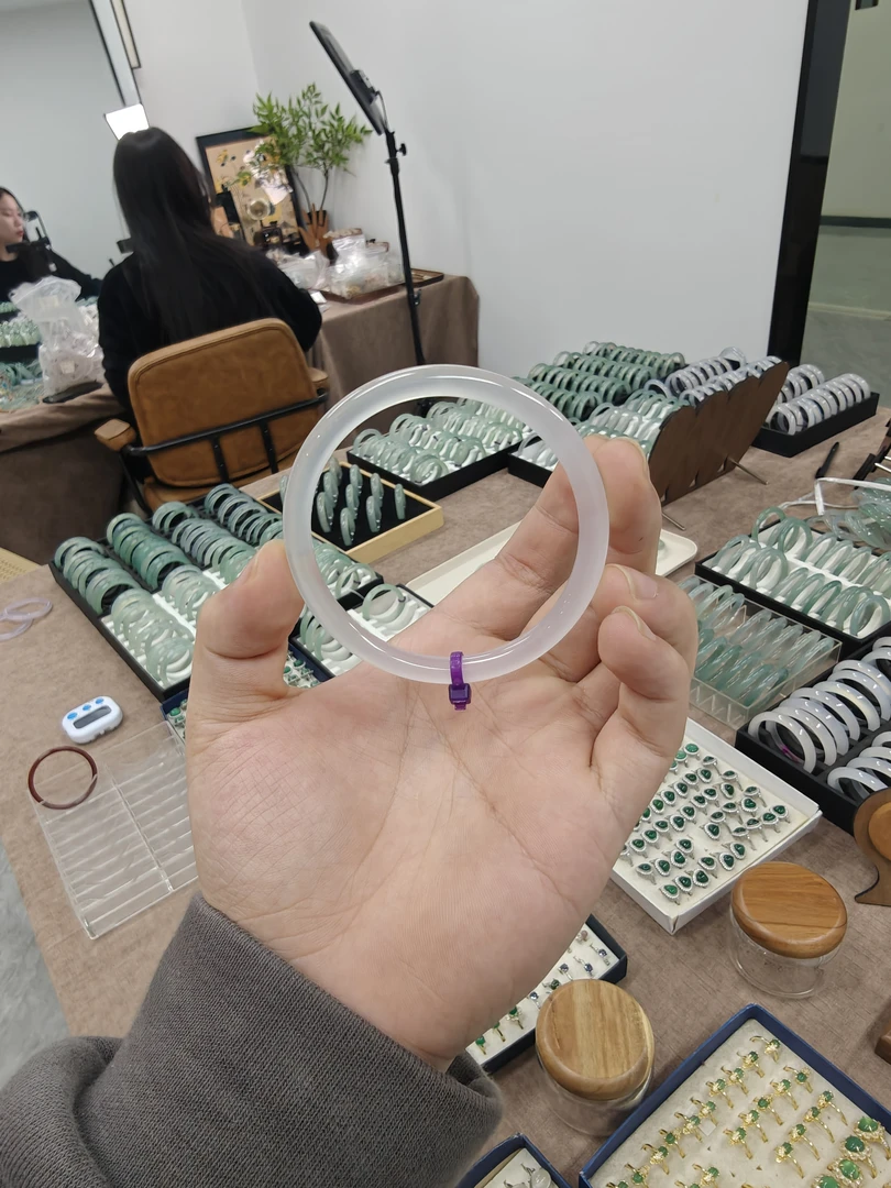 白冰紫标一档美人条玉髓油青卡6MM玉镯【一只发货】