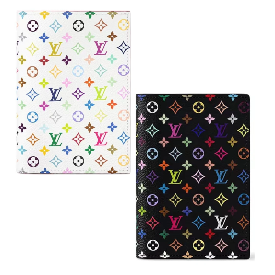 未使用 LouisVuitton/路易威登 村上隆白黑三彩二折卡包护照包
