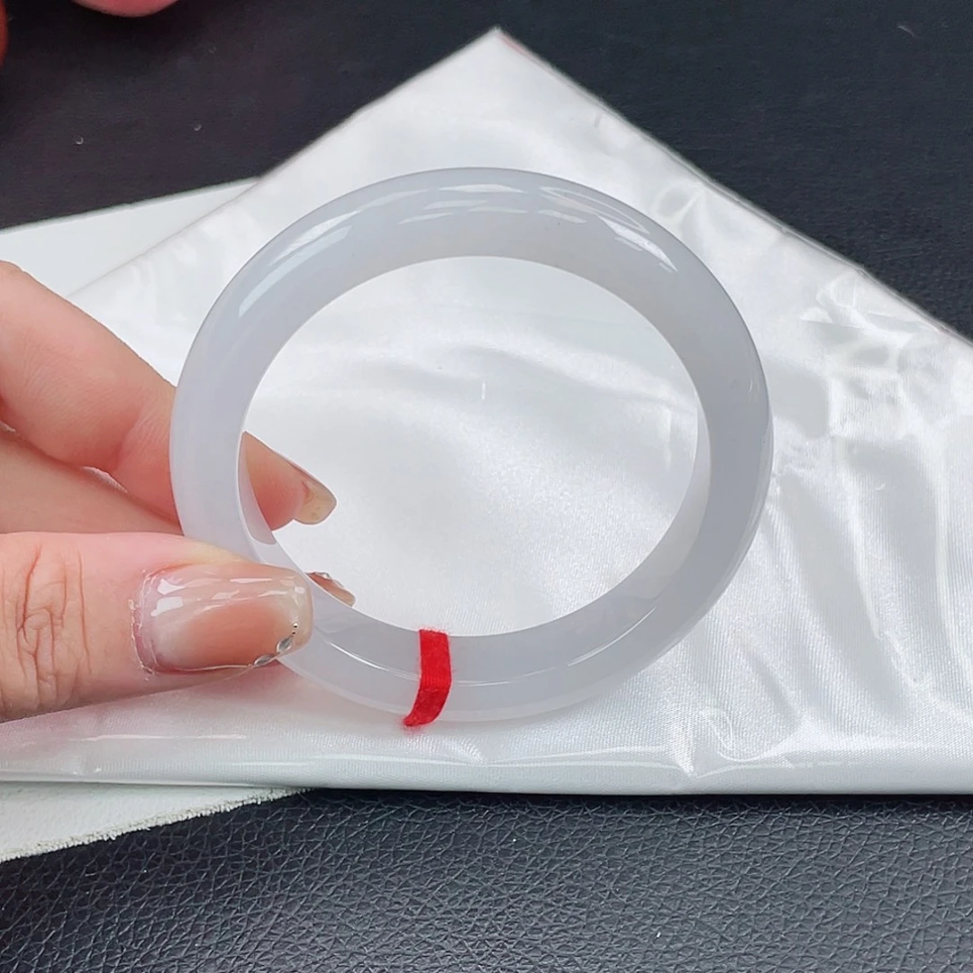 翡翠未镶嵌手镯56正圈白月光