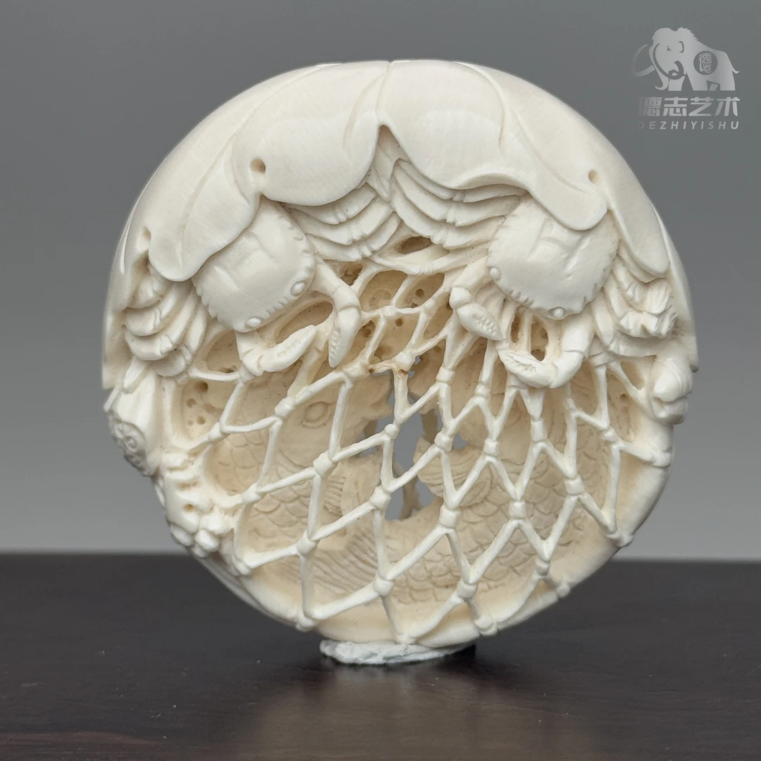 DEZHI/德志【满载而归】55x19mm原创手工雕刻猛犸牙吊坠K07