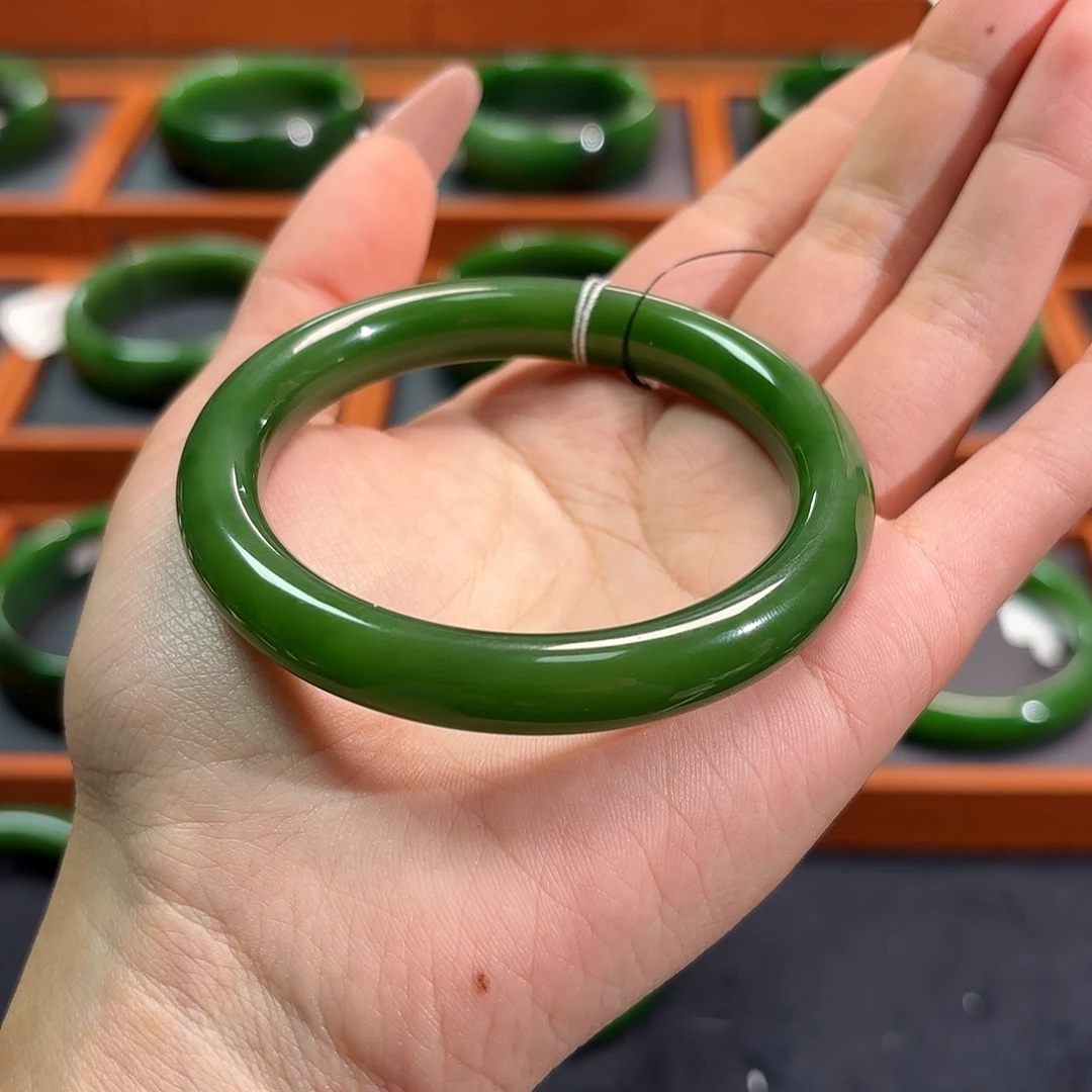 和田玉（碧玉）未镶嵌手镯辣菠菜美人条5657