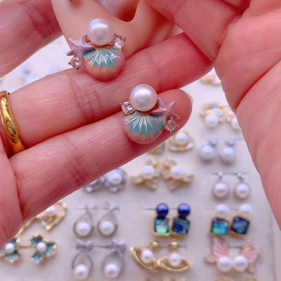 淡水珍珠耳饰合金