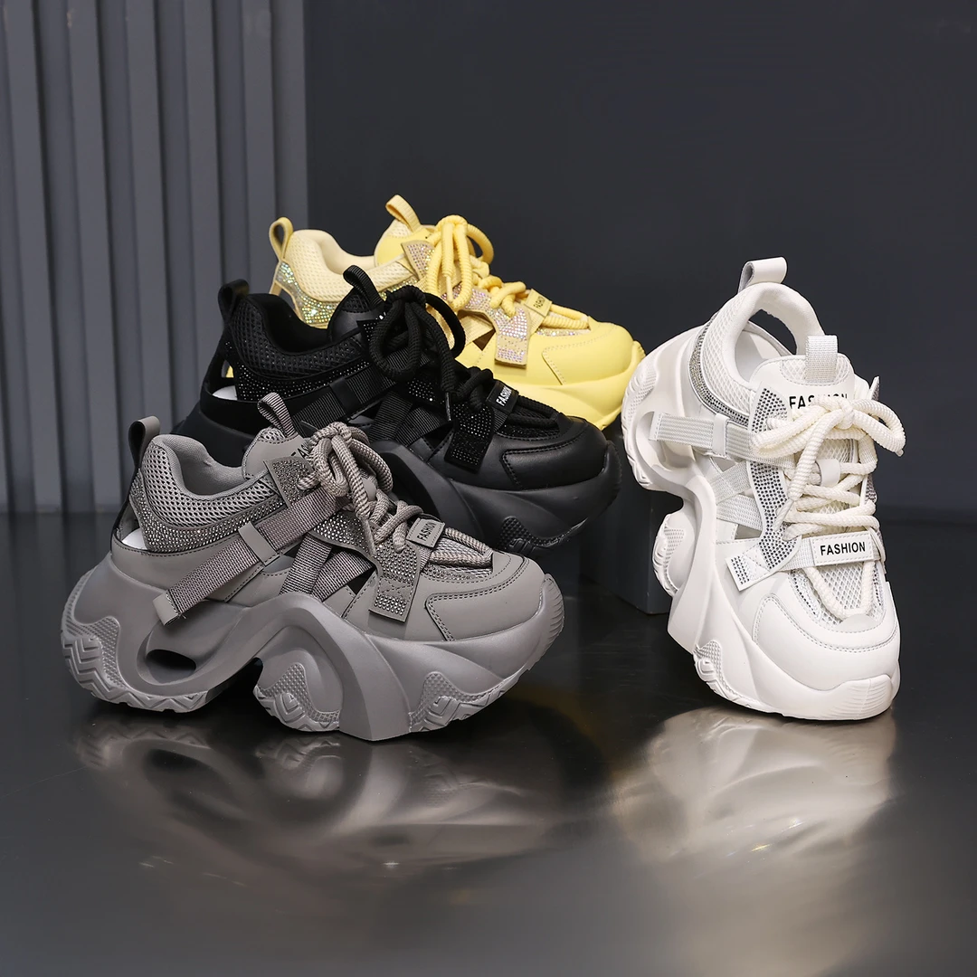 镂空运动休闲2025春夏新款透气网面老爹鞋松糕新款厚底女鞋