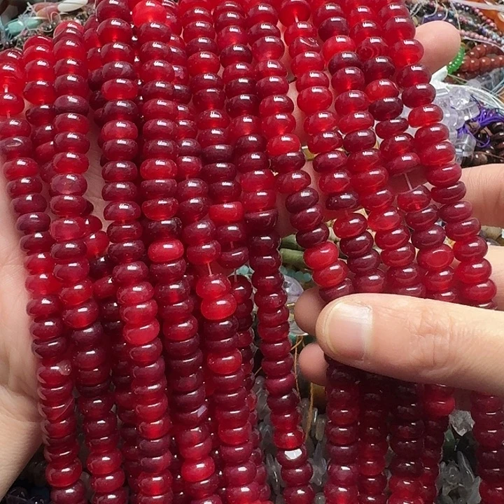 玛瑙/玉髓未镶嵌珠宝半成品一条10mm玫红玛瑙算盘