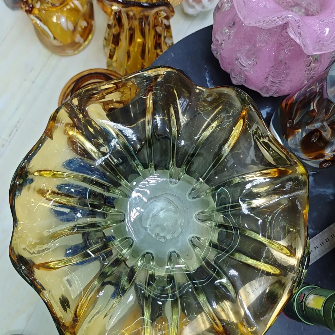 口35高10琉璃重工果盘摆件微瑕