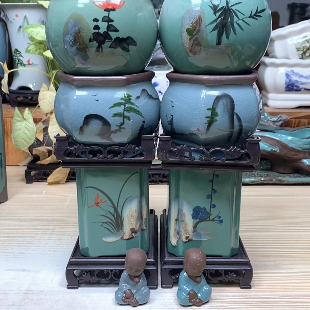 紫砂花盆陶瓷艺术花盆陶瓷