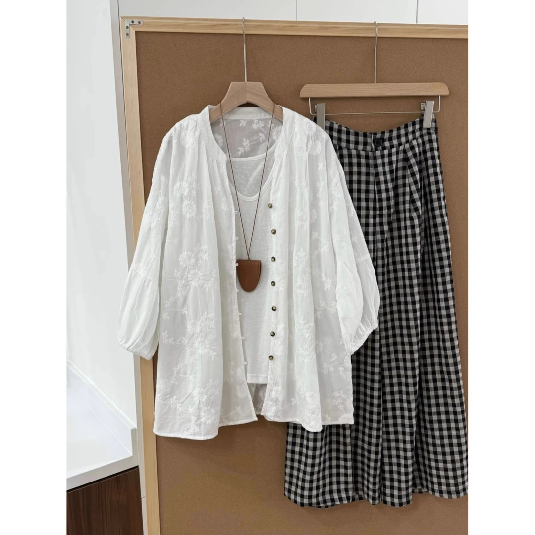 端庄优雅大气！新中式国风衬衫上衣女夏季时尚刺绣宽松防晒衣外套