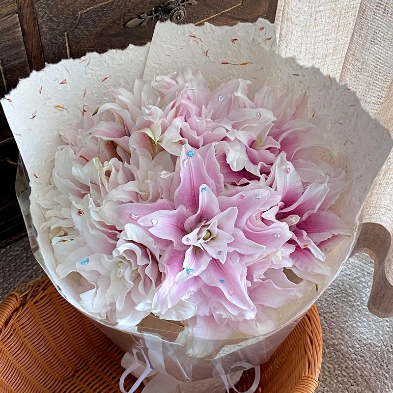 新品蝴蝶兰珍珠贴纸花束包装带胶贴花艺装饰鲜花包装手工diy材料