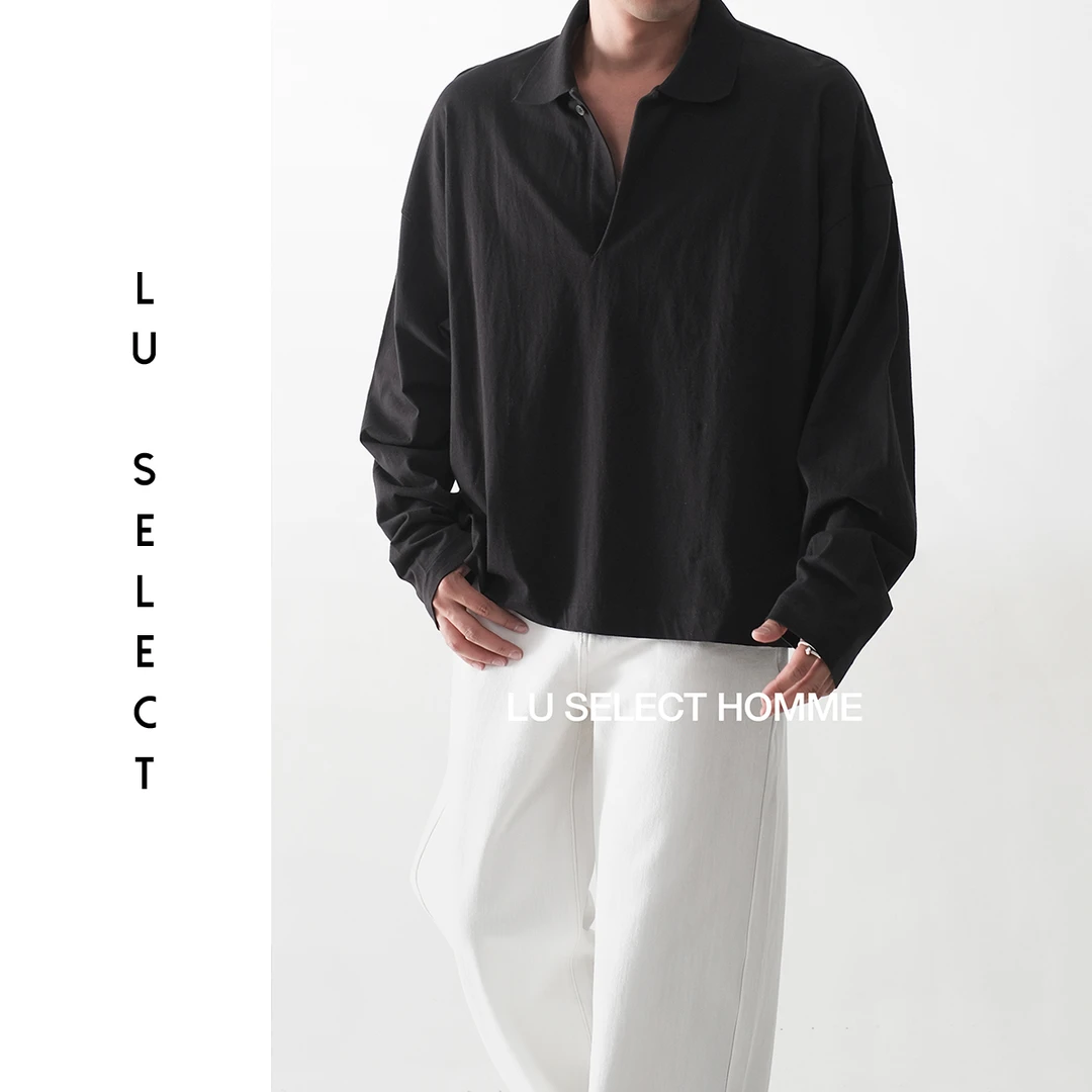 Lu SELECT 25AW【ROW风】100%匹马棉蝙蝠袖BOXY版型翻领长袖polo衫