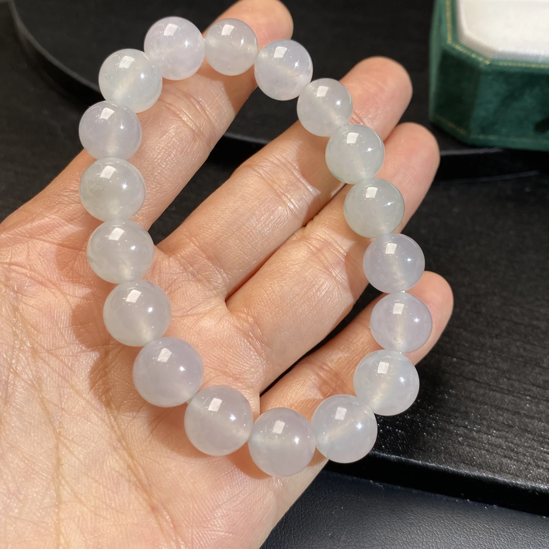10mm冰种圆珠翡翠手串 种老色好 冰透水润 上手大气