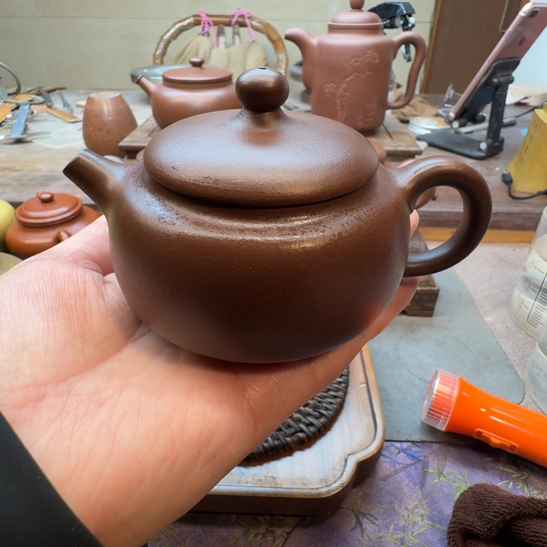 紫砂茶壶纳福壶（原矿底槽青210cc）