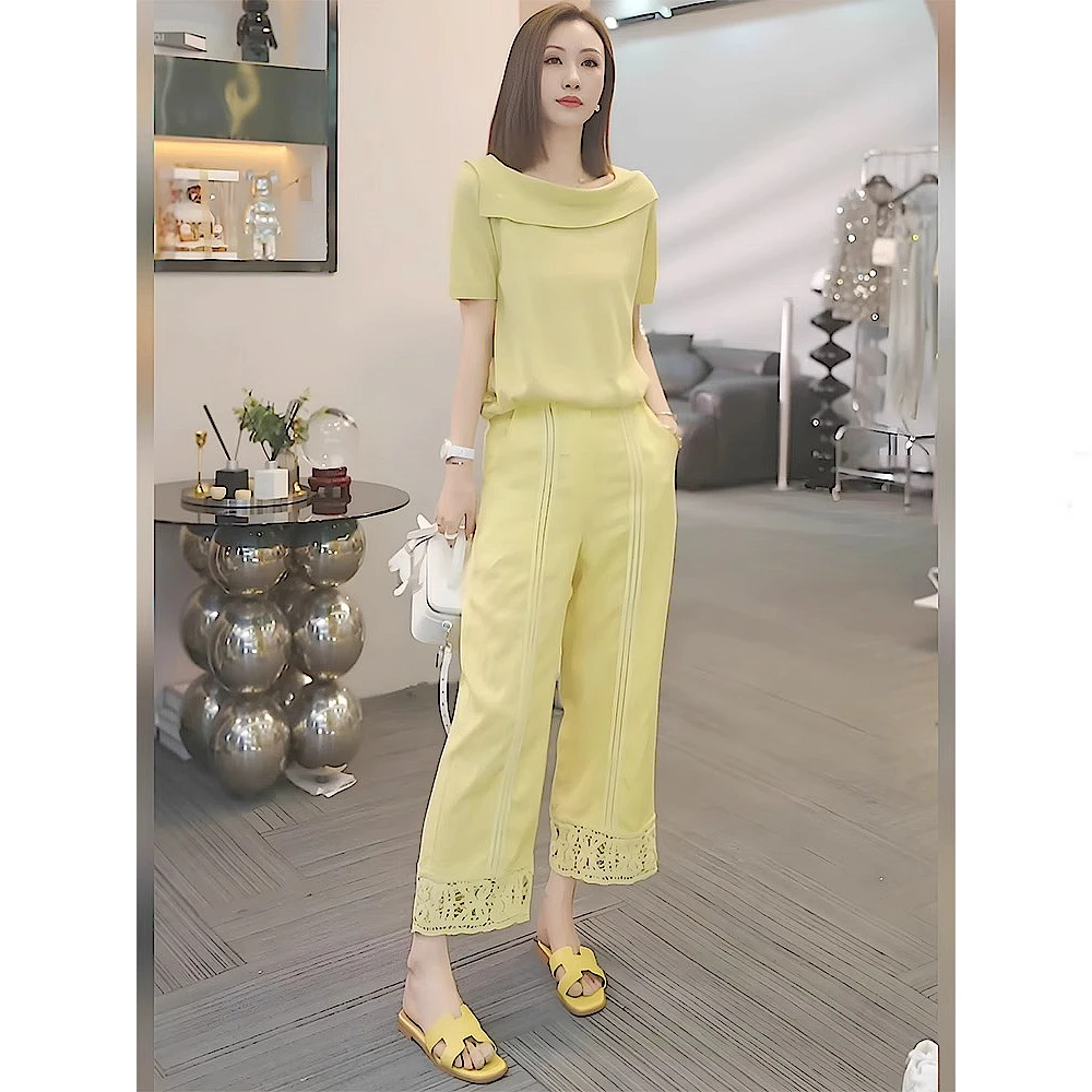 2025超火夏装一整套气质穿搭时尚高级感减龄显瘦短袖两件套女装