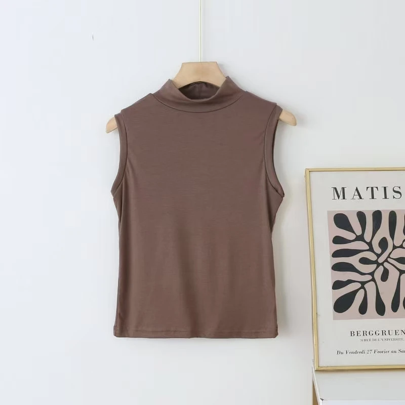 【锦衣服饰】2812螺纹气质高领女神百搭背心