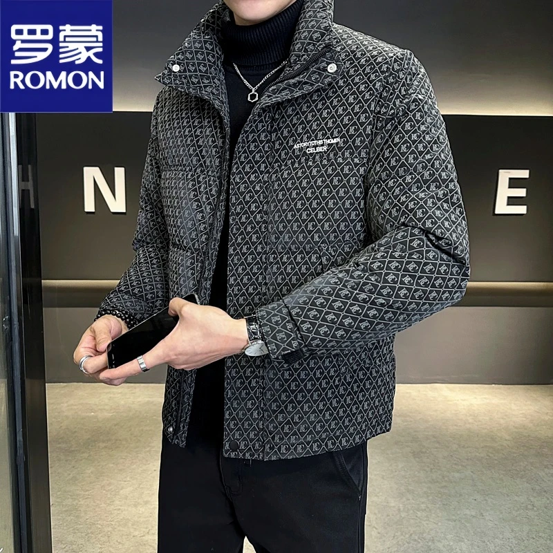 罗蒙高端冬季羽绒服男外套休闲保暖冬季加厚外套立领夹克爆款外套