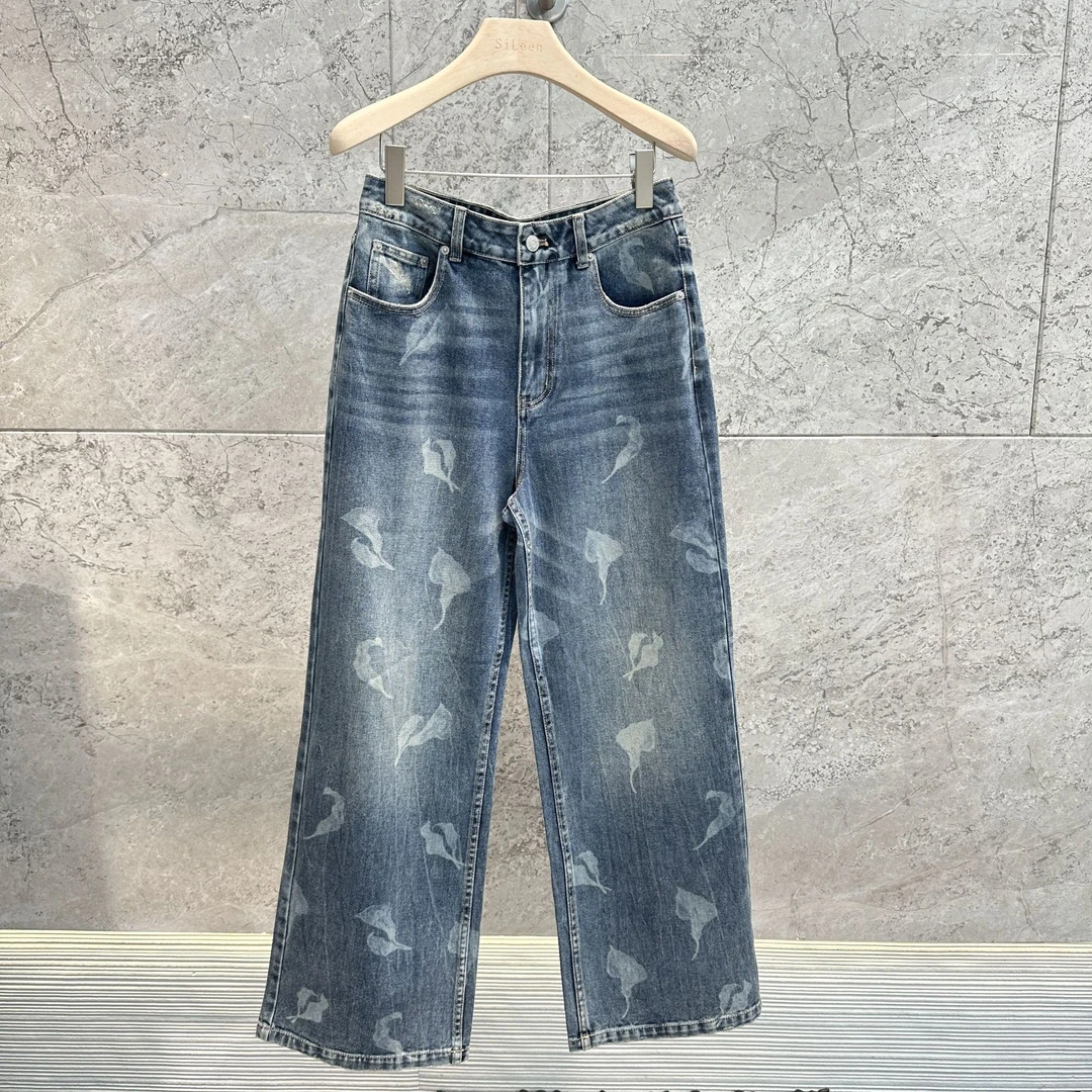 【UHOO WU】设计师品牌25年春新品激光烧花牛仔裤PTO525135