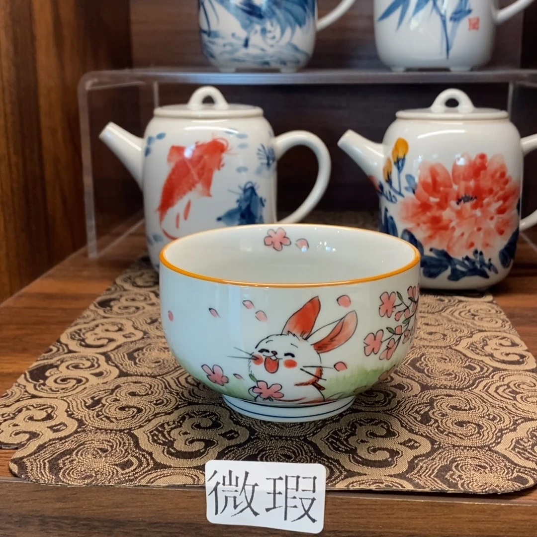 釉下彩老陶泥手工绘制