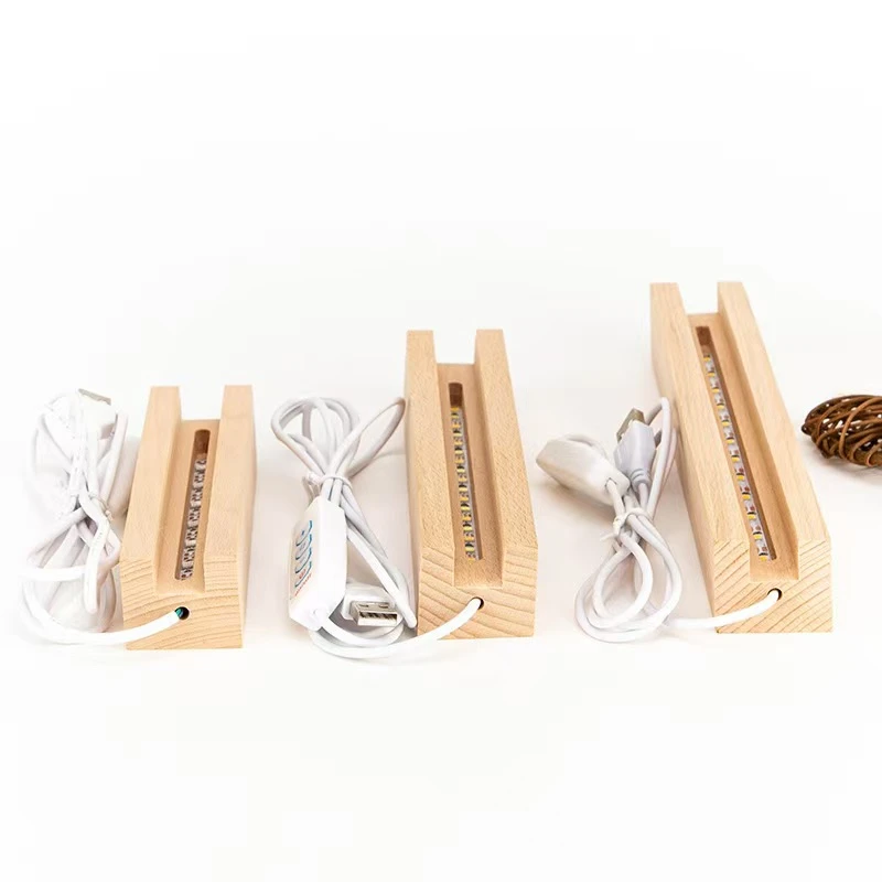 灯座木质发光灯座摆件买5亚克力砖送1灯座