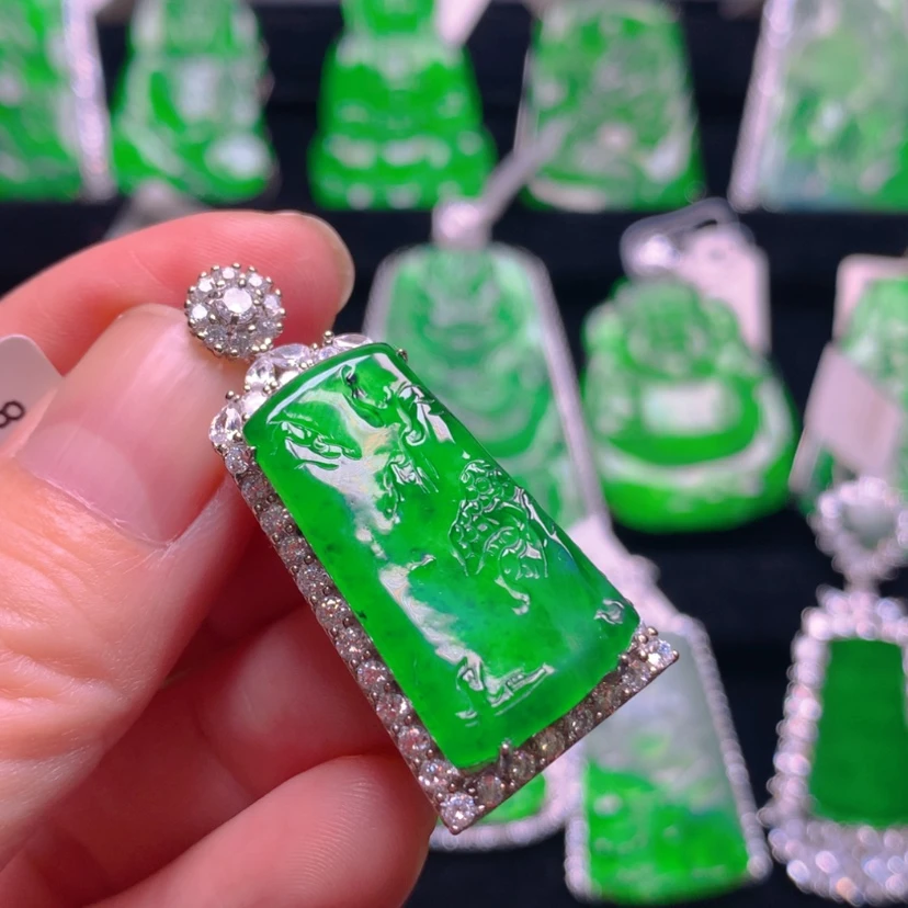 【闪购商品】翡翠银S925镶嵌吊坠(不含链)